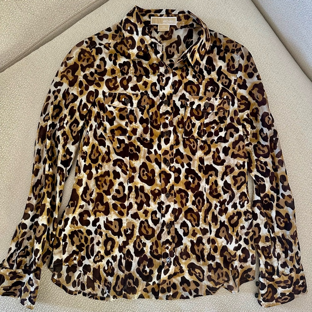 Chic Leopard Print Blouse by Michael Kors. Size 10